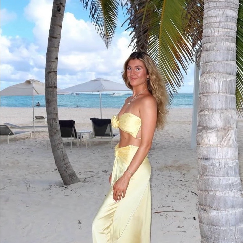 White Fox Boutique Pale Yellow Two-Piece Beach Set